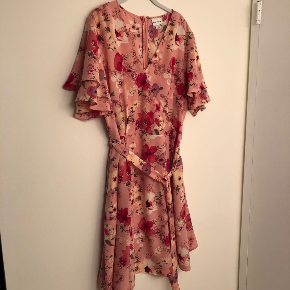 Pink Floral Dress - Plus Size